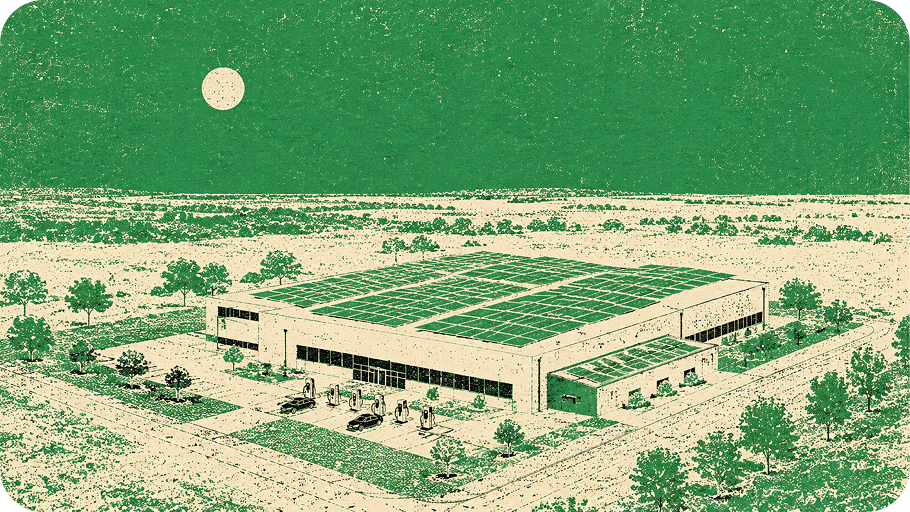 Industrial building with a rooftop solar array